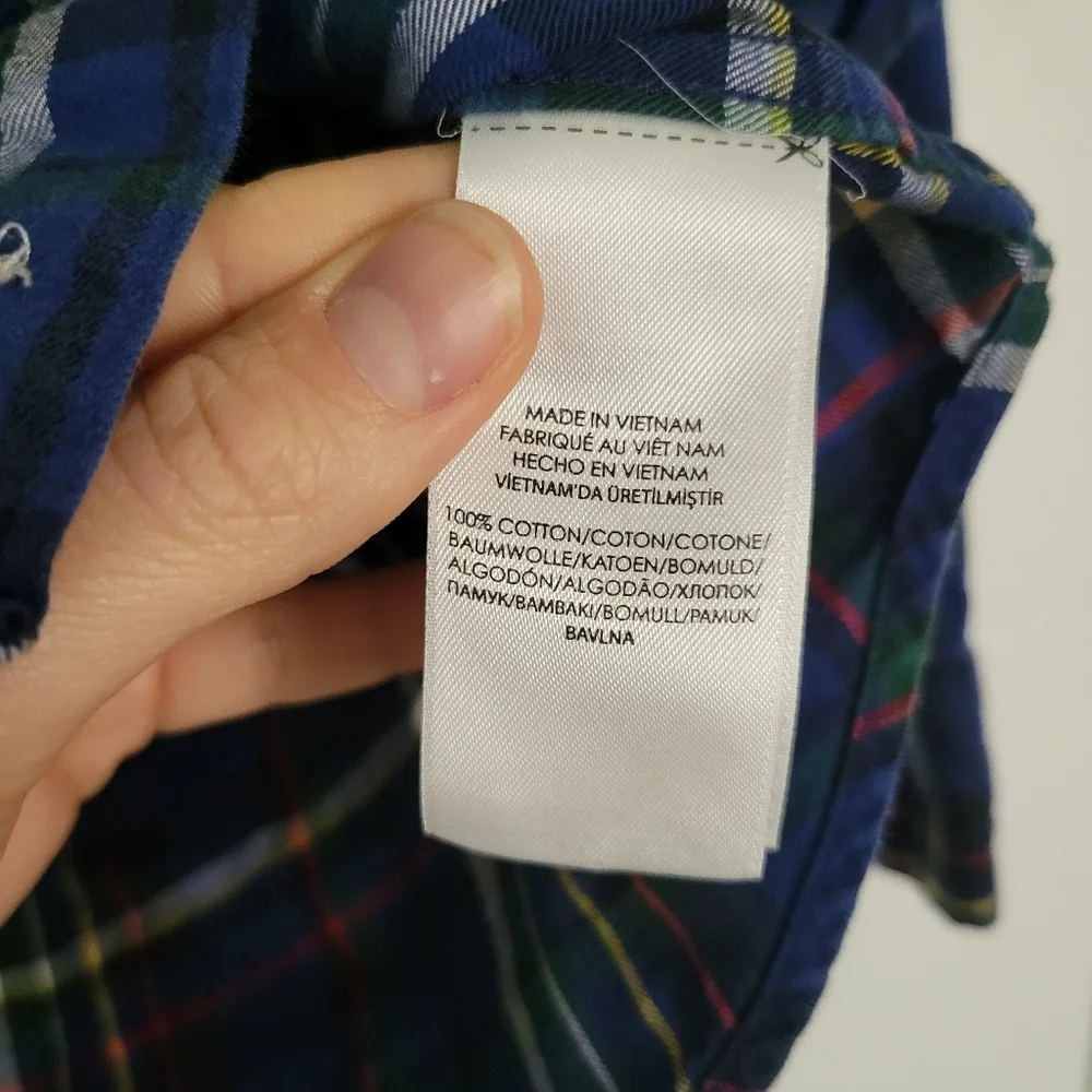 Polo Ralph Lauren 100% Cotton Long Sleeve Button Down Boys 4 Plaid Blue
